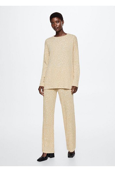MANGO Woman Béžové dámské kalhoty 37067748