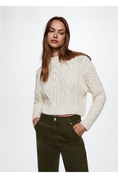 MANGO Woman Khaki dámské džíny 37075835
