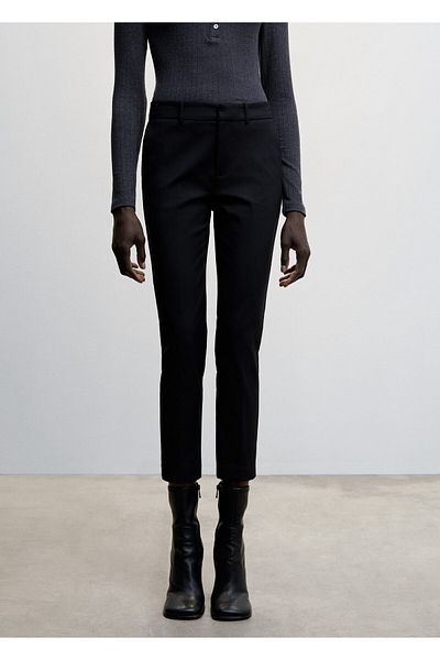 MANGO Woman Black Women's Trousers 47050258