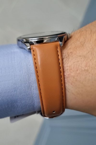 Casio Taba Leather Strap Navy Blue Dial Roman Number Men's Wristwatch