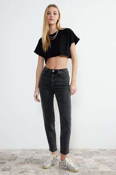 Trendyol Collection Black High Waist Slim Mom Jeans TWOSS24JE00137