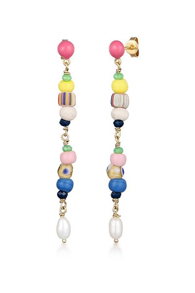 ELLI Ohrringe Süßwasserzuchtperle Glas Bead Emaille 925 Silber