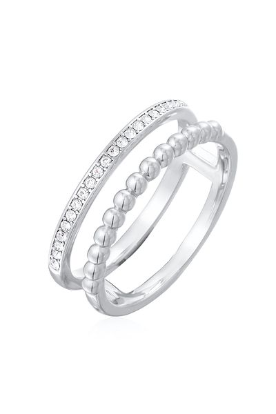 ELLI Ring 2-reihig Kristalle Farbe Silber für Damen
