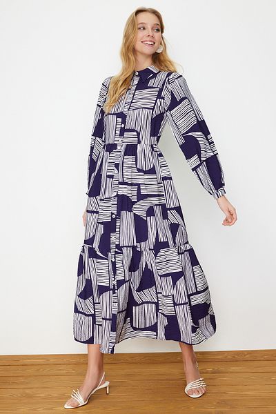 Trendyol Modest Πουκάμισο με μωβ μοτίβο TCTSS24EB00073