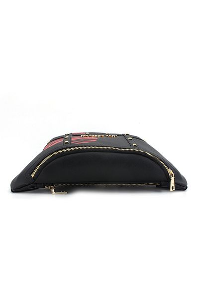 Love Moschino Femei/Fete BLACK STAMPA RED Geantă de talie