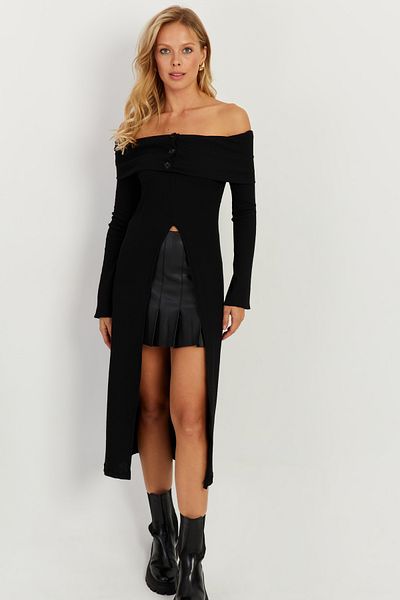 Cool & Sexy Women's Black Madonna Collar Tunic EY2710