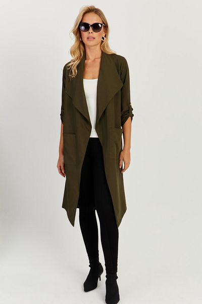 Khaki overcoat women's store