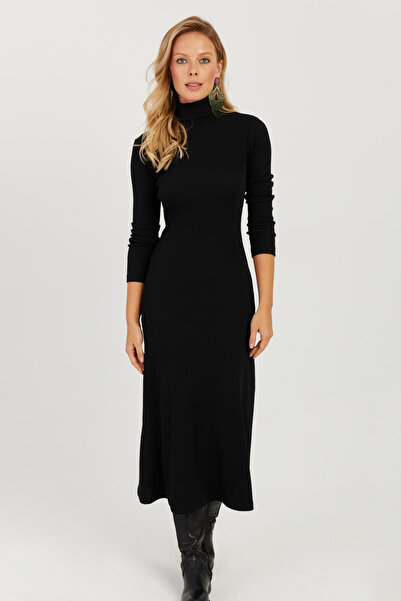 Cool & Sexy فستان نسائي أسود متوسط الطول EY2704