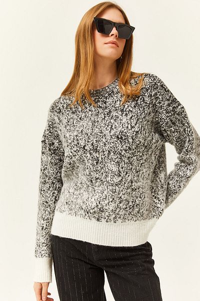 Olalook Women's Black Stone Detailed Soft Textured Knitwear Sweater KZK-19000777