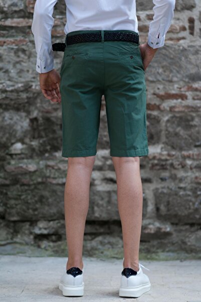 AKÇAYLAR Ανδρικό σορτς από ύφασμα Gabardine με βαμβακερό μοτίβο με κανονική εφαρμογή Chino Side Pocket