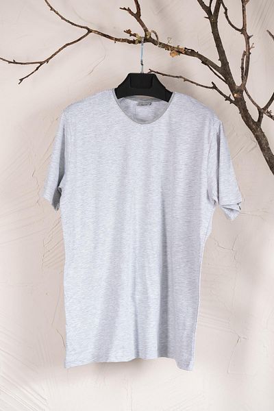 AKÇAYLAR Tricou bărbătesc din bumbac pieptănat cu dungi mari cu gât crew
