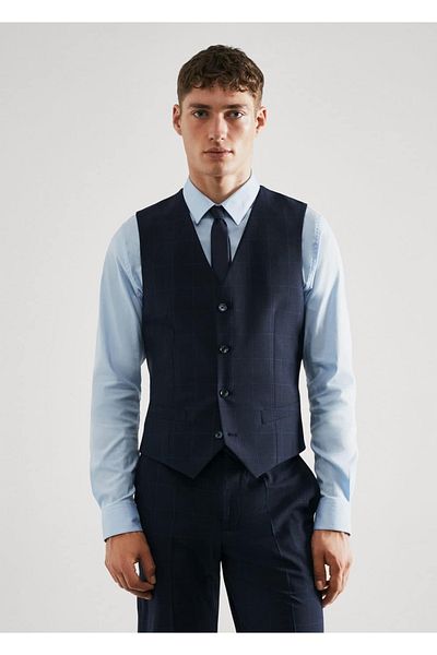 MANGO Man Καρό γιλέκο Super Slim Fit