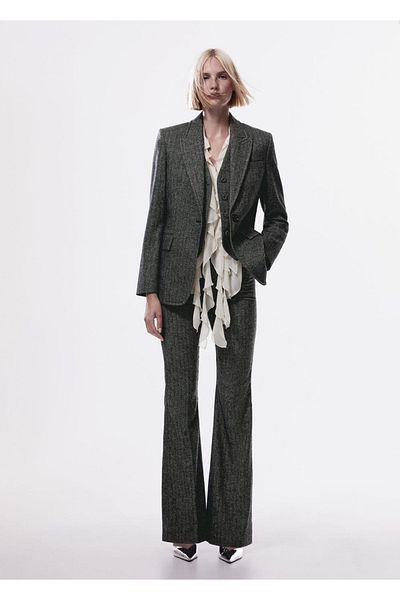 MANGO Woman Bell Cut Fabric Trousers
