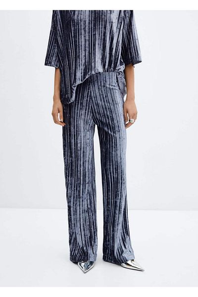 MANGO Woman Pantaloni din catifea plisate