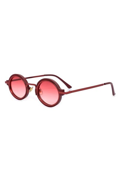 TomyHelf Red Frame Red Gradient Glass Oval Women's Sunglasses