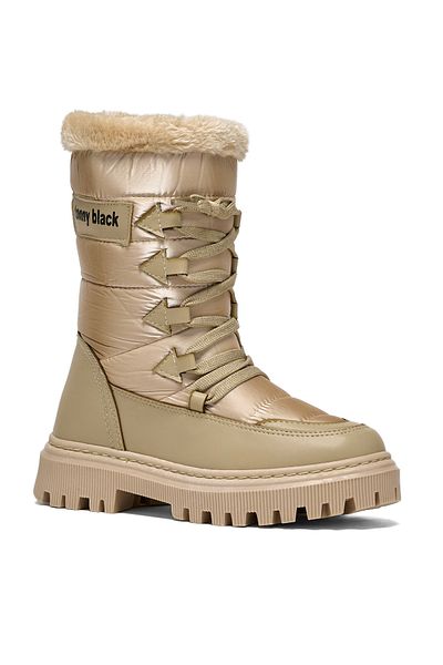 Tonny Black Παιδικές μπότες χιονιού Unisex Nude Thermo Sole μπροστά με κορδόνια
