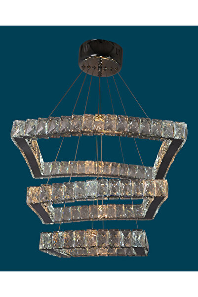 Avizella ÜÇ KATLI KARE KRİSTAL LED AVİZE