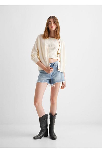 Mango Teen Ecru Cardigan for Kids