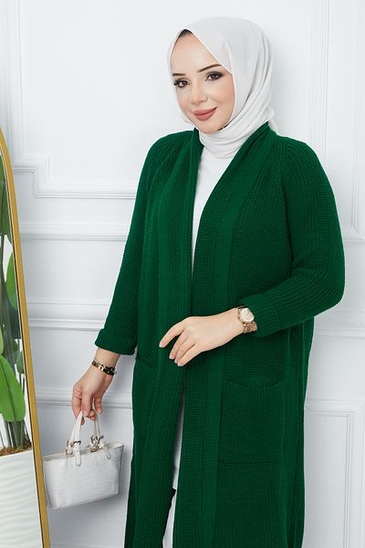 Pamuk Butik Γυναικεία χειμερινή μακριά ζακέτα με τσέπες