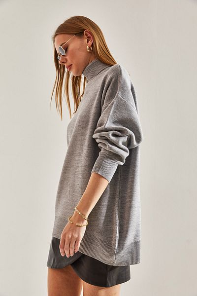 Bianco Lucci Women's Turtleneck Oversize Knitwear Sweater