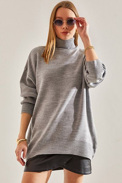 Bianco Lucci Women's Turtleneck Oversize Knitwear Sweater
