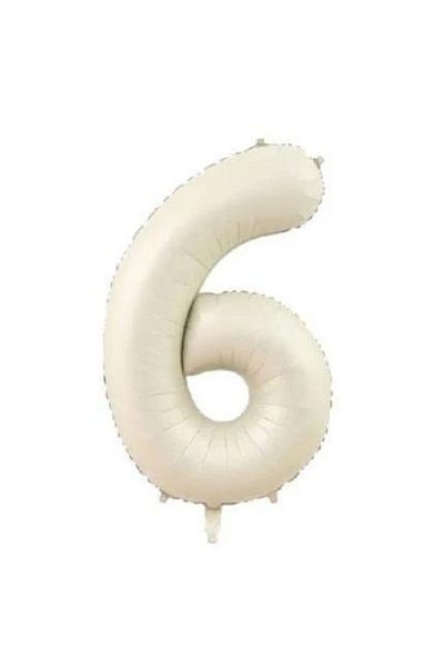 parti sürprizi Cream Color 6 Number 76 cm Foil Balloon