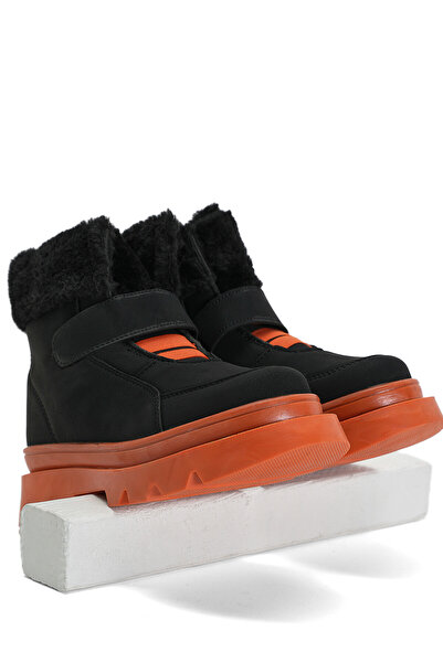 Tonny Black Çocuk Unisex Siyah Kiremit Kürklü Çocuk Kar Botu