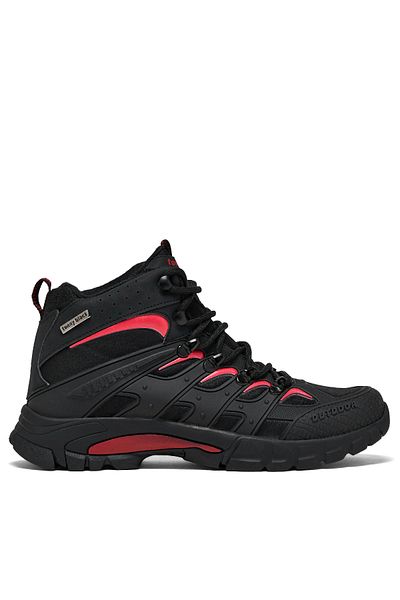 Tonny Black Unisex Schwarz Rot Bequeme Passform Wasserabweisende Schnürstiefel Unisex