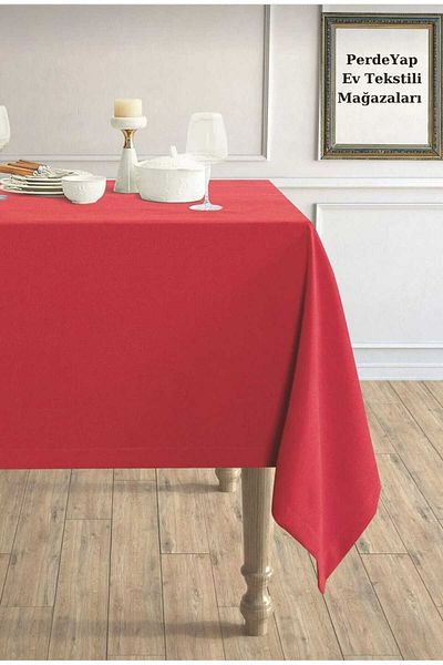 PerdeYap1980 Velvet Textured Red Color Tablecloth 23-Red