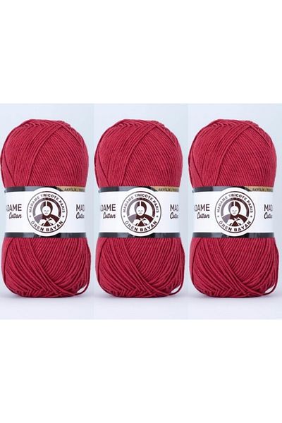 Ören Bayan Ören Madame Cotton Hand Knitting Yarn 100 Gr 3 ΤΕΜΑΧΙΑ Χρώμα 009 ΣΚΟΥΡΟ ΚΟΚΚΙΝΟ