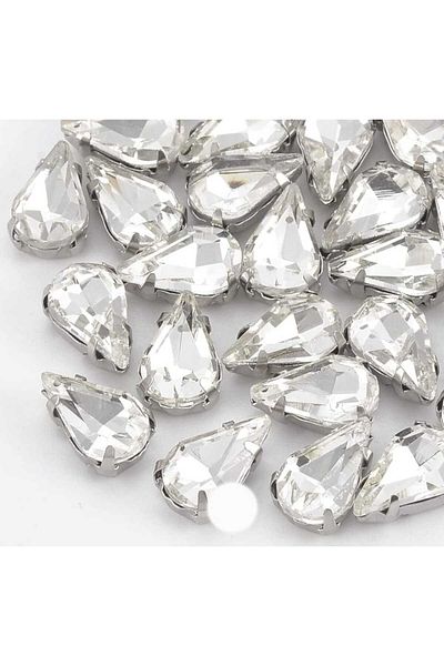 yiğit aksesuar 8x13 (1.3cm) Caseed Pillar Drop Glass Stone White 50 Pieces