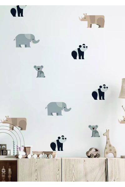 WALLHUMAN Autocolant de perete pentru cameră pentru copii Mini Safari Animals