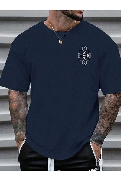 MOONBULL Men's Pattern Back Printed T-shirt
