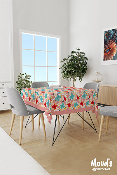 Moud's مفرش طاولة مستدير من جلد الغزال بتصميم زهور ملونة نابضة بالحياة