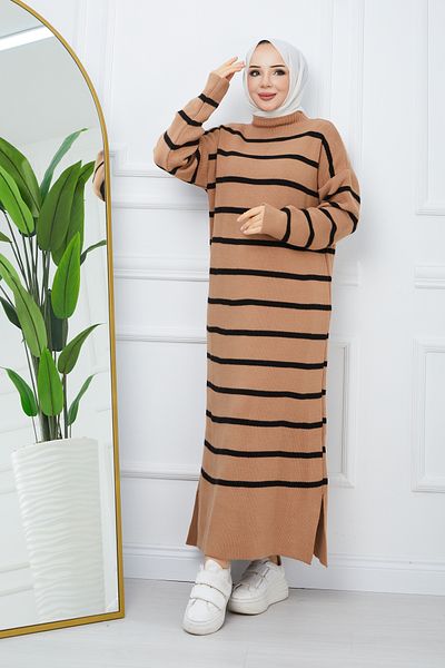 Pamuk Butik Γυναικείο ριγέ πλεκτό φόρεμα