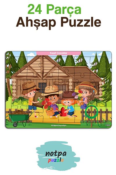 kutuTR NOTPA Children's Educational and Educational Wooden Color Puzzle 18x25 Size Puzzle Explorer Kids