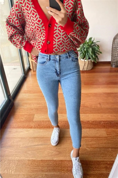 bluewoopss Blue Woops Açık Kar Yıkama Dar Paça Kadın Skiny Renk Atmaz A.c.a.i.p