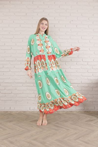 mervemoda Γυναικείο λεπτό φόρεμα με κουμπιά μπροστά με γιακά