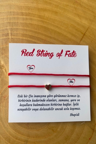 Shepidi 2'li Sevgililer Günü Kırmızı Ip Red String Of Fate Kabala Uzakdoğu In...