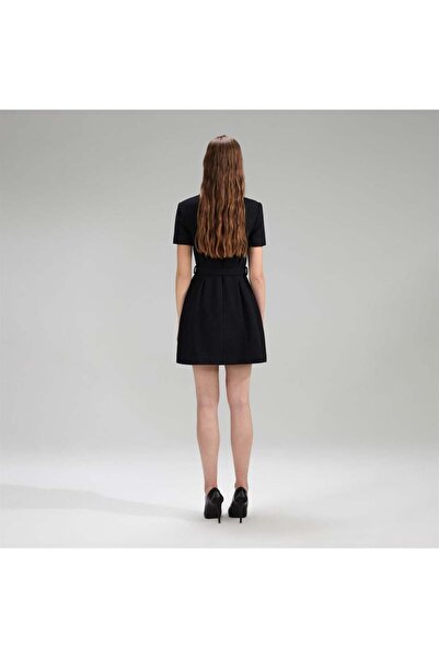 nish for you Siyah Çiçek Detay Tasarım Elbise