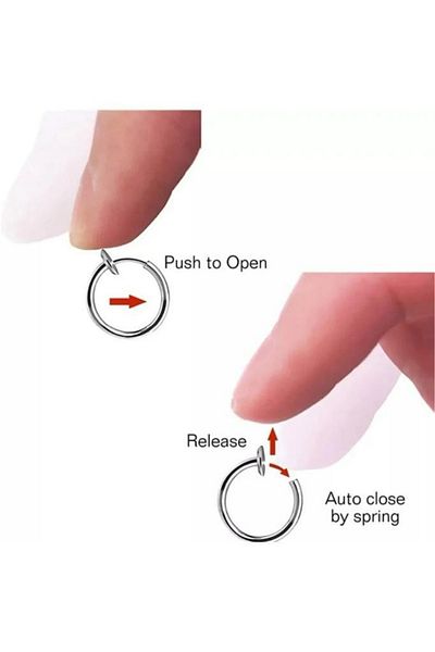 Jaida Moda Unisex Silver Compression Lightning Figure Dangle Non Perforated Steel Hoop Earrings