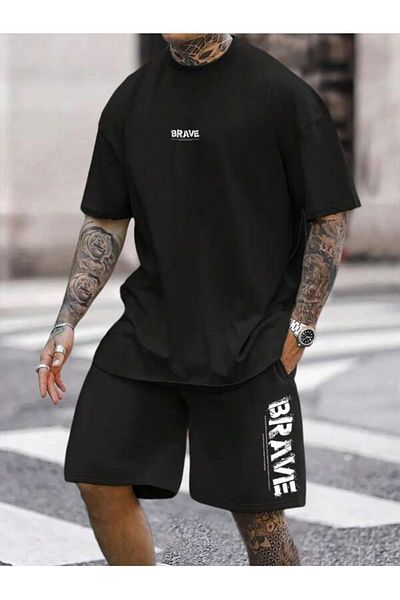 MOONBULL Men's Brave Printed T-shirt-Shorts Set