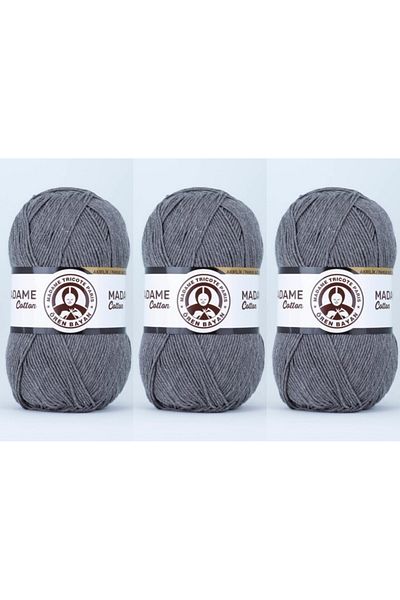 Ören Bayan Ören Madame Cotton Hand Knitting Yarn 100 Gr 3 Pieces Color: 051 Melange Gray