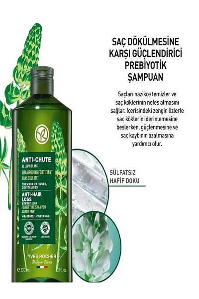 Yves Rocher Prebiotic Shampoo - 300 ml Anti-Hair Loss, Anti-Chute Anti-Hair Loss Herbal Protection