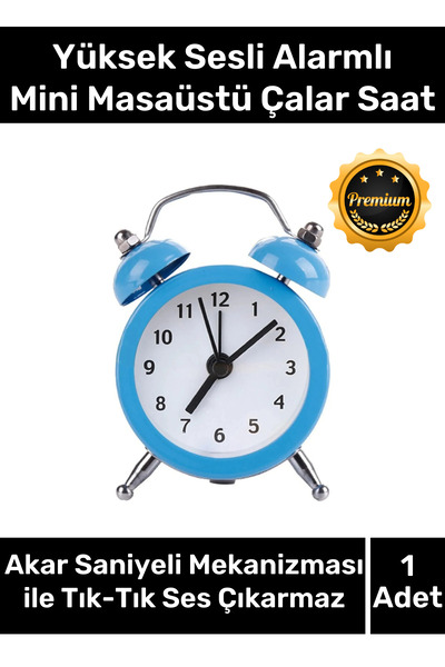 Carlburn Yüksek Sesli Alarmlı Pilli Dekoratif Çift Çanlı Mini Masaüstü Analog...