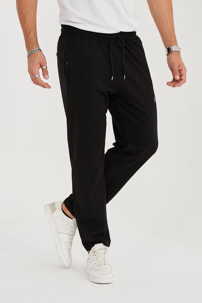 allymoda Men's Sweatpants Elastic Waist Part Back Pocket Zippered Compak Combed Cotton ALLY-311