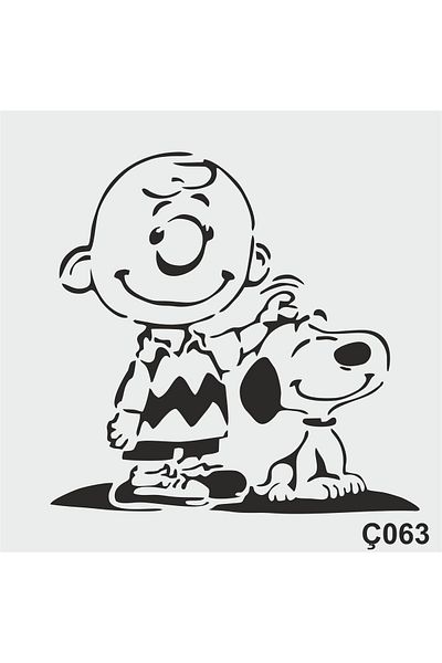 STENCİLTASARIM Stencil Design Ç063 Charlie And Snoopy Children's Wall Wooden Painting Pattern Painting Pattern