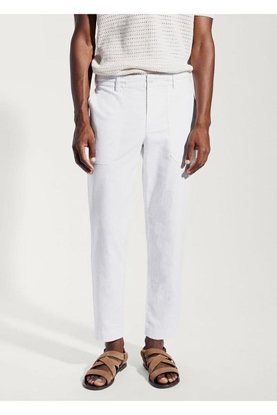 MANGO Man Regular cut cotton linen trousers