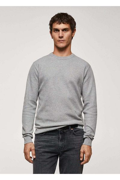 MANGO Man Strukturierter Baumwollpullover