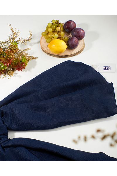 Scarf Σάλι Jacquard Tree Bark Cotton - Navy Blue -